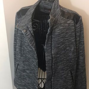 NWT Black & White Jacket Faux Leather Trim Size 1X